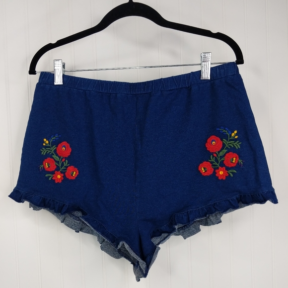 F21 Embroidered Ruffled Soft High Waist Shorts NWT Sz L - Picture 2 of 11